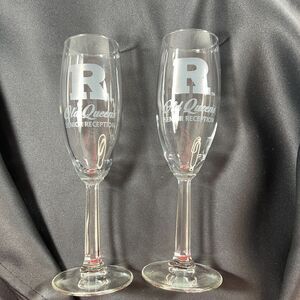 RUTGERS UNIVERSITY 2010 Old Queens Senior Reception champagne flutes s/2